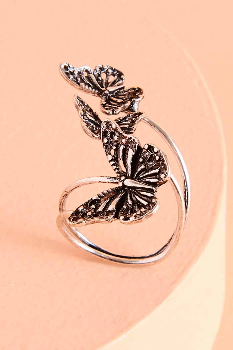 Buy Silver Butterflies Adjustable Ring Online at Earthbound Trading