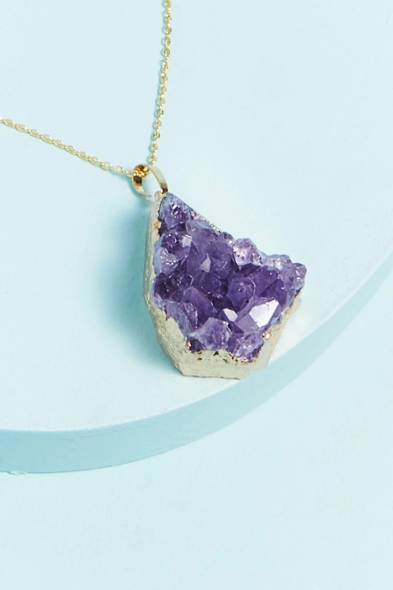 Buy Gold Amethyst Druze Necklace Online at Earthbound Trading