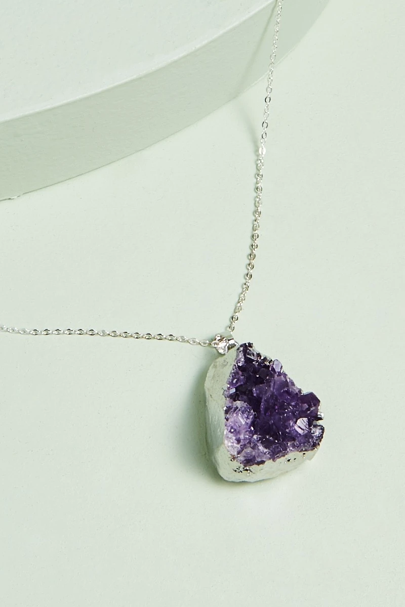 Buy Silver Amethyst Druze Necklace Online at Earthbound Trading