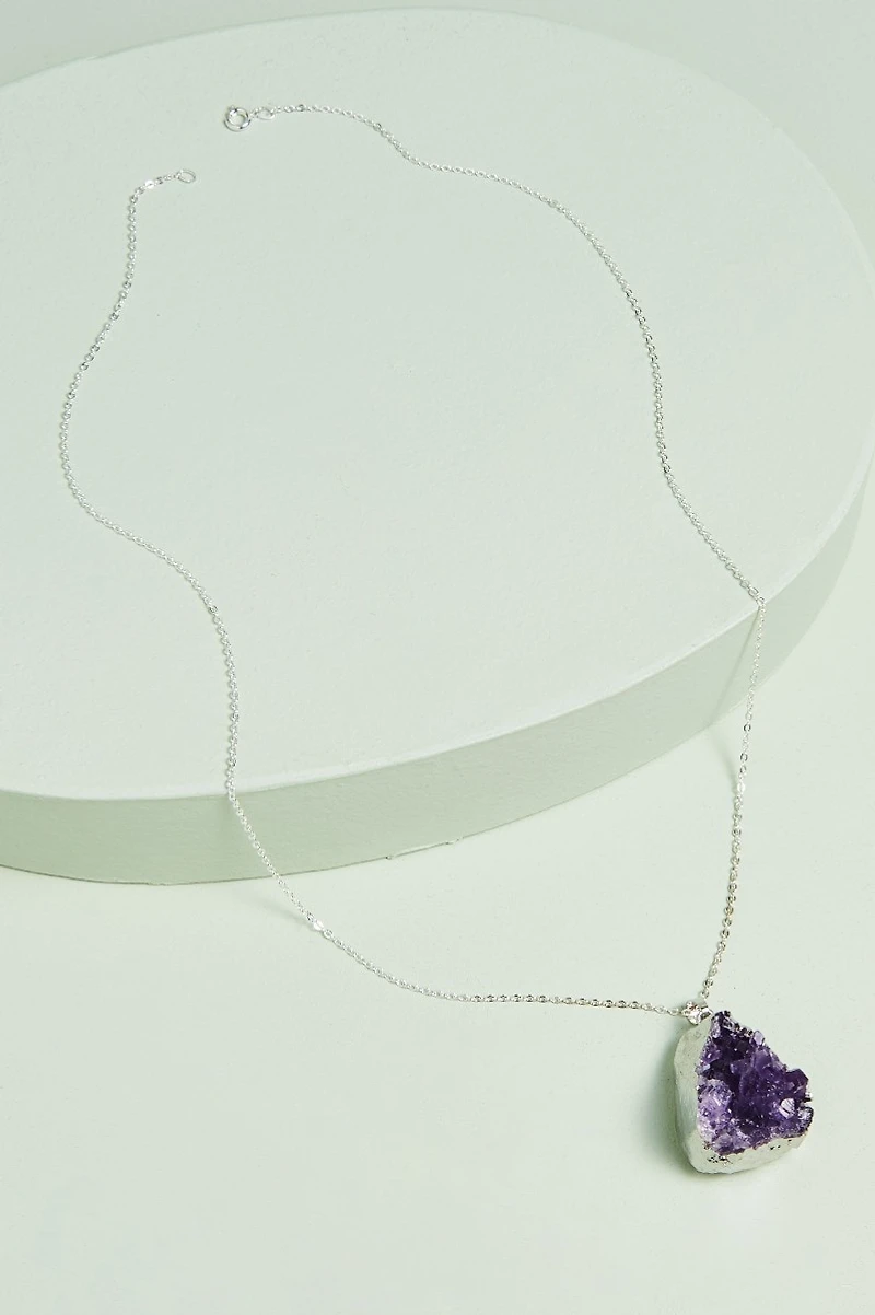 Buy Silver Amethyst Druze Necklace Online at Earthbound Trading