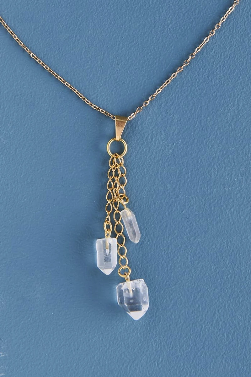 Buy Gold Quartz Trio Necklace Online at Earthbound Trading