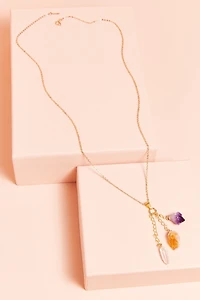 Three Mixed Points Necklace on Gold Chain