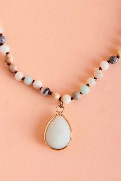 Amazonite Choker Necklace - Hippie boho Healing Jewelry