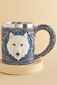 Stainless Steel Resin White Wolf Mug
