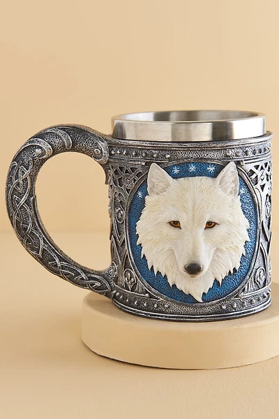 Stainless Steel Resin White Wolf Mug