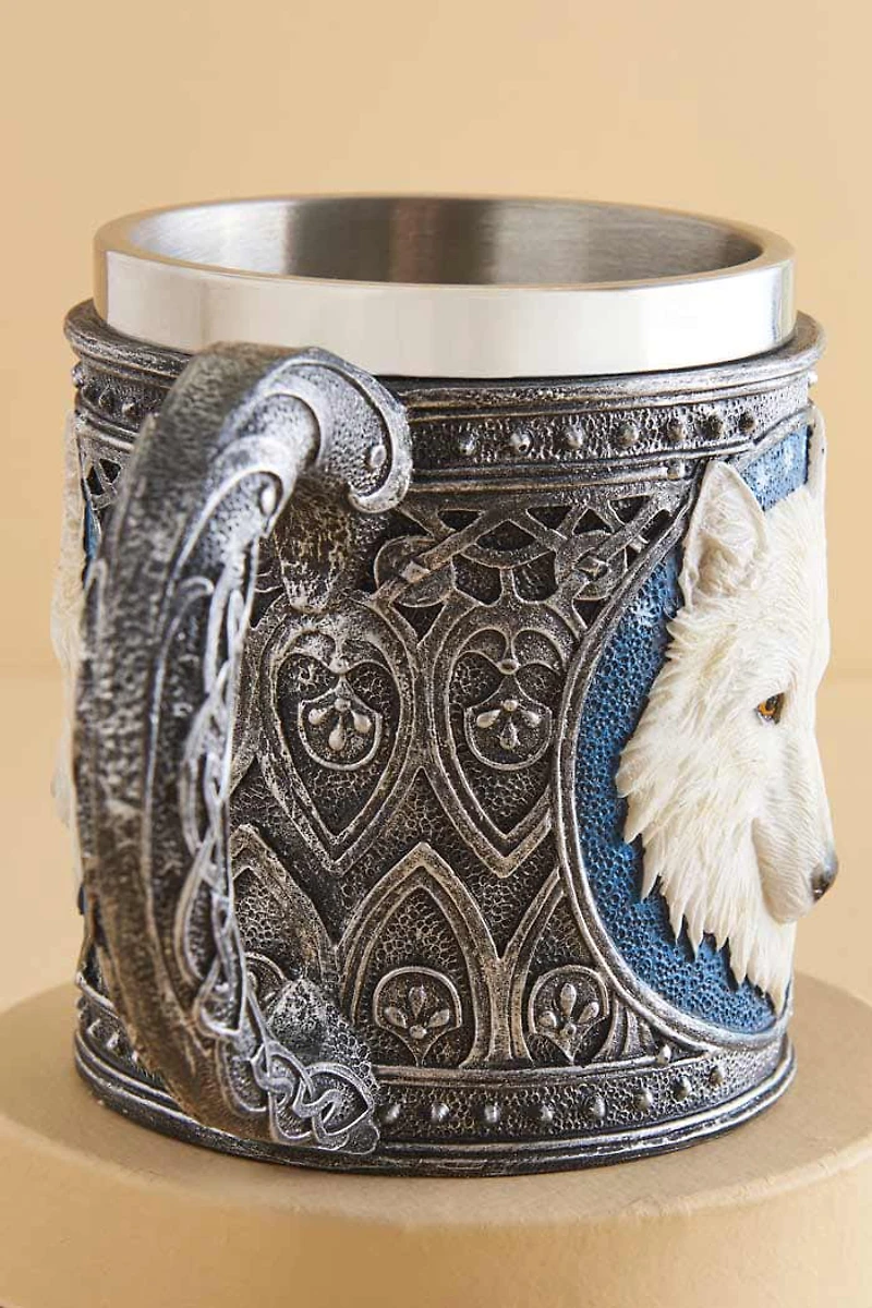 Stainless Steel Resin White Wolf Mug