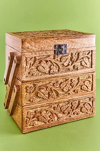 Buy Carved Floral Three-Tiered Box Online at Earthbound Trading