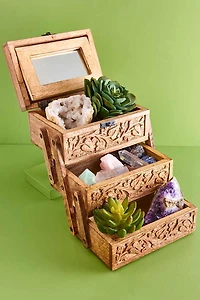 Buy Carved Floral Three-Tiered Box Online at Earthbound Trading