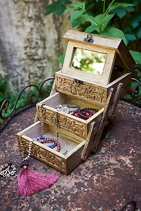 Buy Carved Floral Three-Tiered Box Online at Earthbound Trading