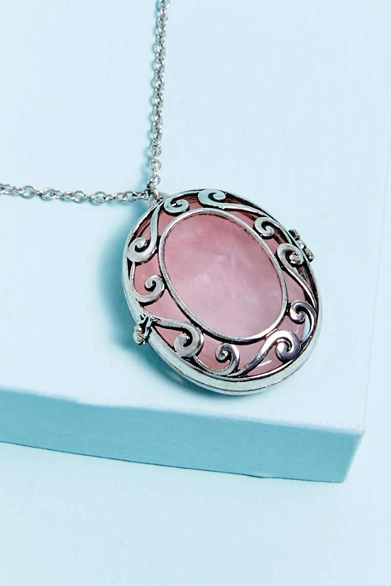 Silver Worry Stone Locket Necklace
