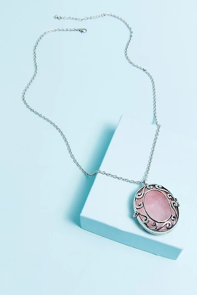 Silver Worry Stone Locket Necklace