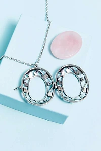 Silver Worry Stone Locket Necklace