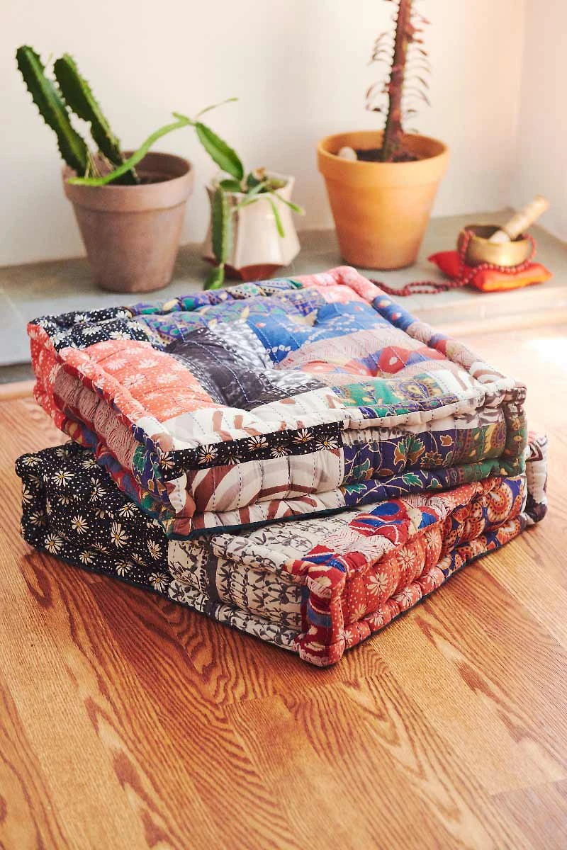 Buy Square Kantha Meditation Pouf Online at Earthbound Trading