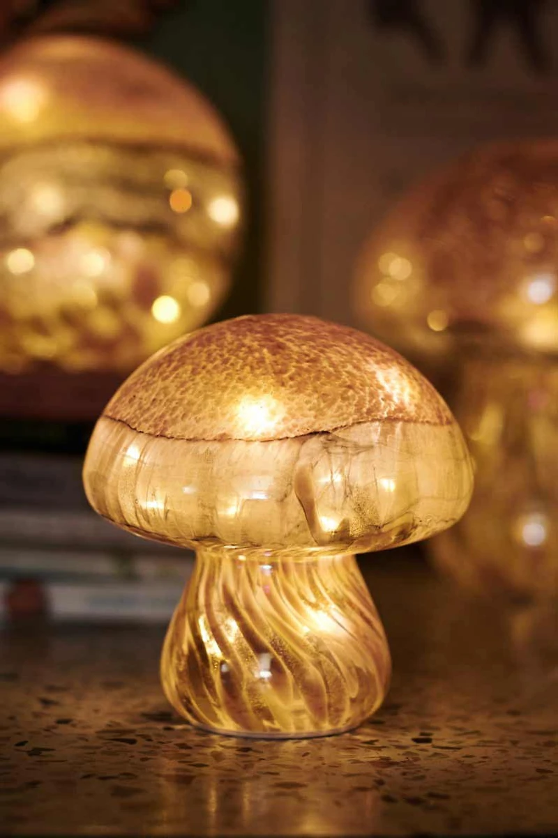 Small Iridescent Mushroom Lamp
