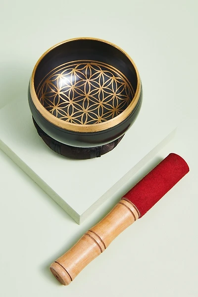 Black Flower of Life Singing Bowl Set