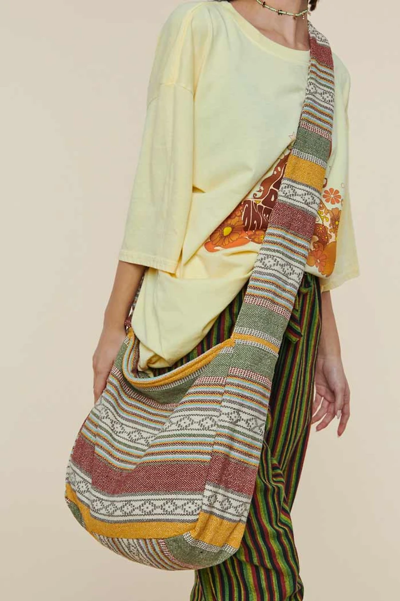 Buy Striped Mustard Sling Bag Online at Earthbound Trading