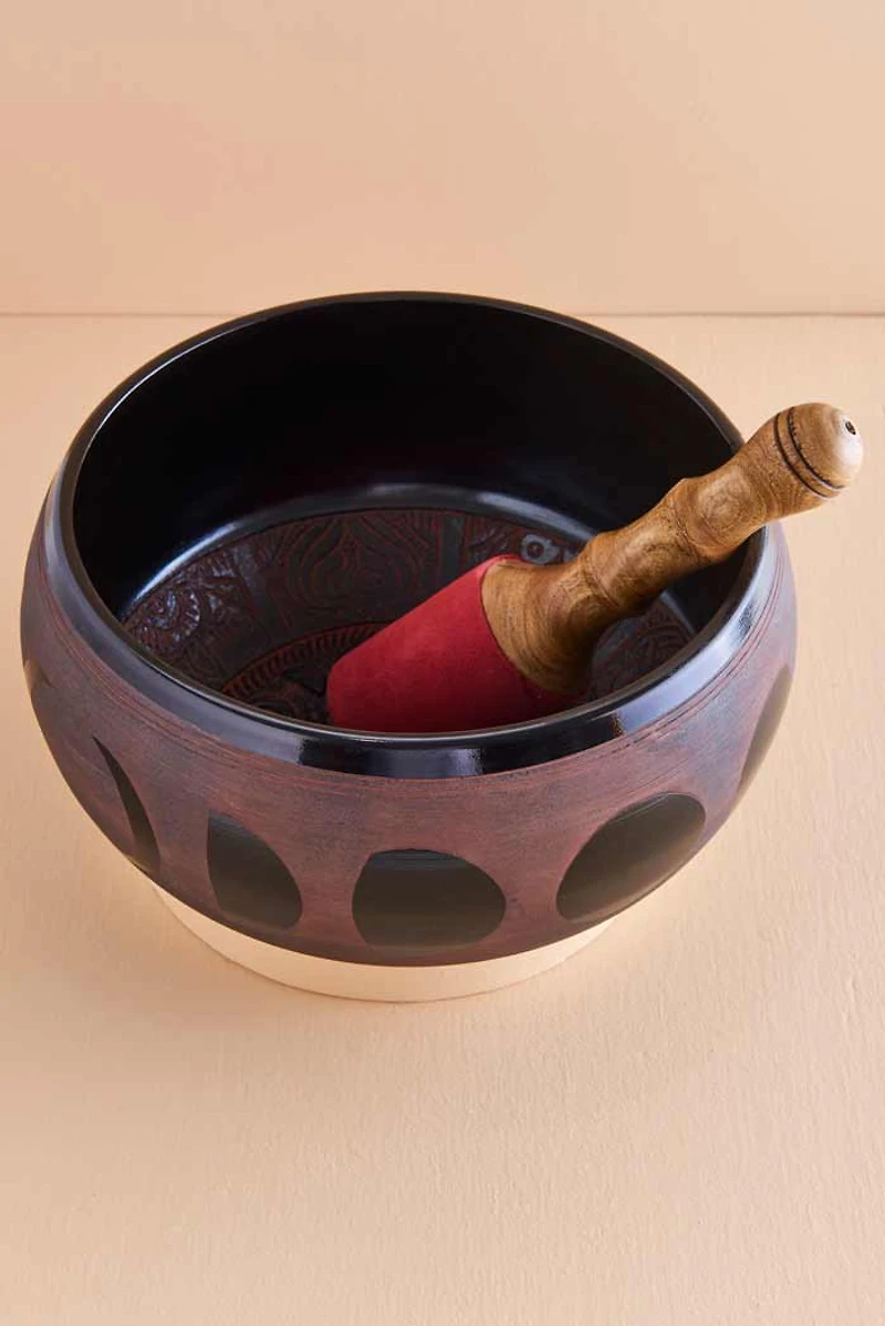 Red Moon Phase Singing Bowl with Mallet for Sound Therapy