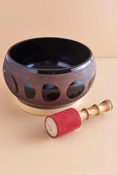 Red Moon Phase Singing Bowl with Mallet for Sound Therapy