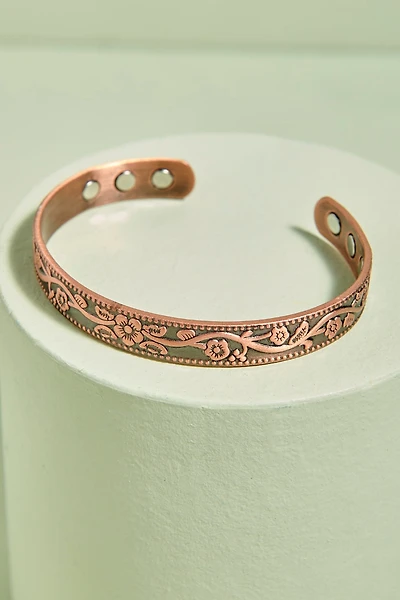Buy Floral Magnetized Natural Copper Bracelet Online at Earthbound Trading