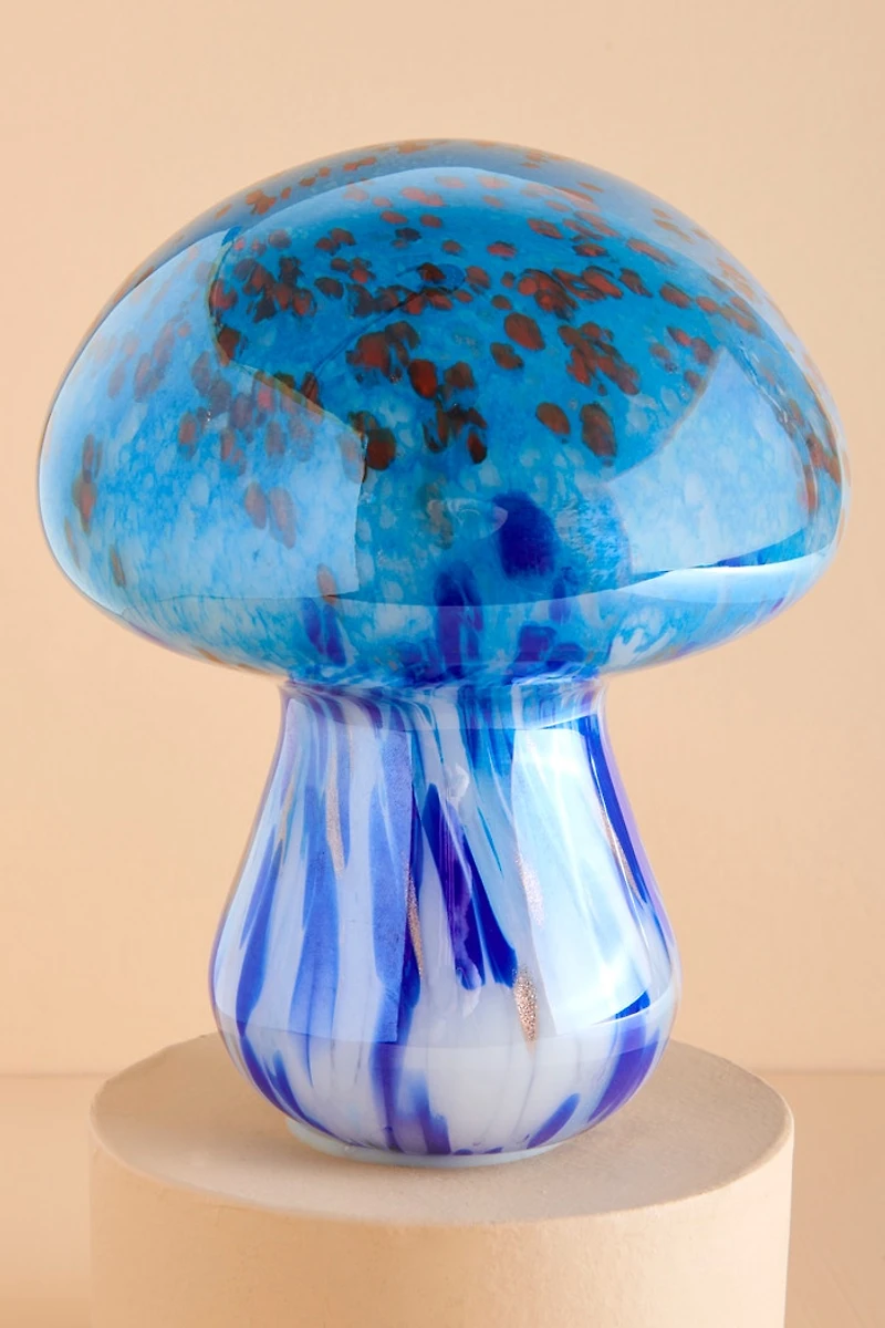 LED USB Blue Glass Mushroom Lamp