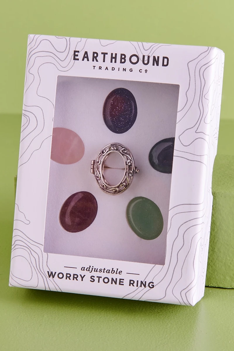 Buy Silver Adjustable Worry Stone Ring Set Online at Earthbound Trading