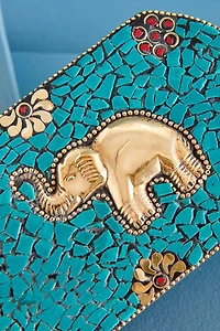 Elephant Terracotta Wood Incense Storage Box