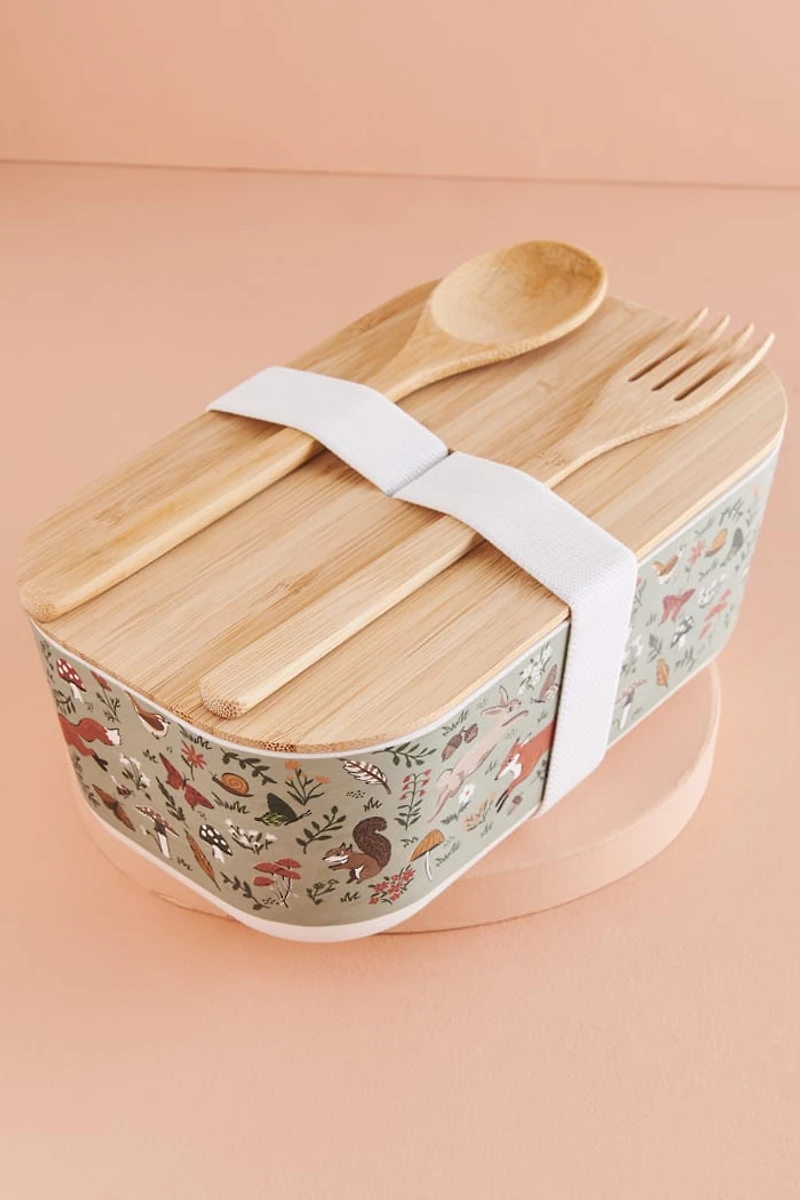 Buy EBX Woodland Creatures Bamboo Bento Box with Utensils Set