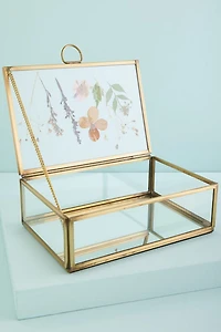 Medum Pressed Flower Glass Keepsake Box