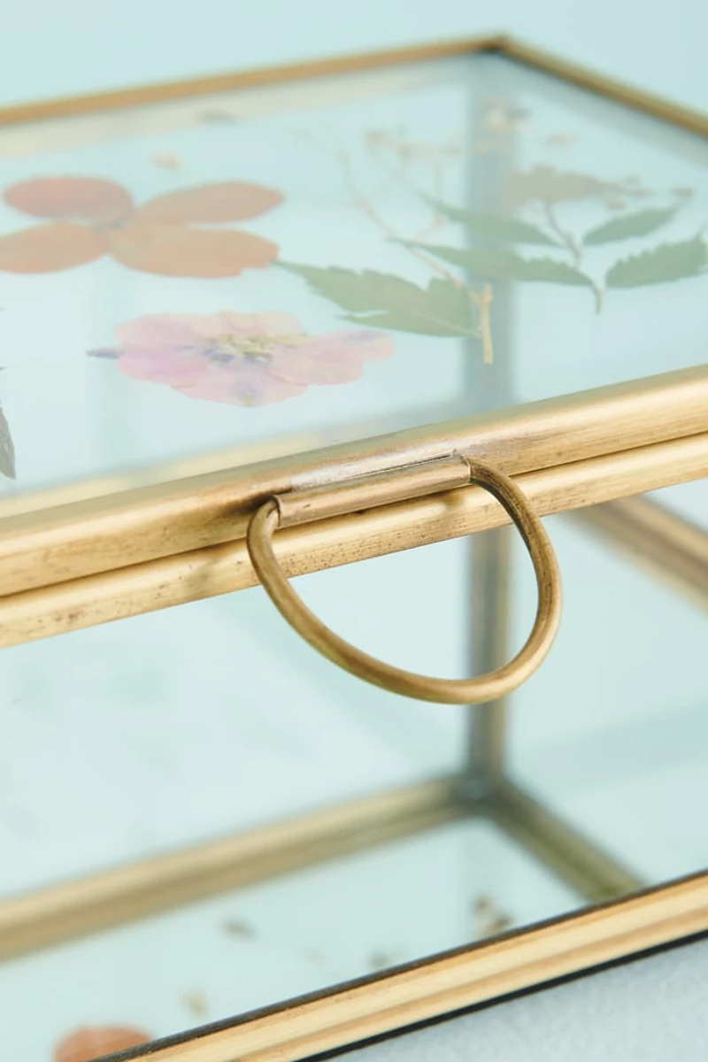 Medum Pressed Flower Glass Keepsake Box