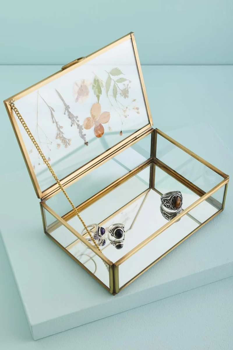 Medum Pressed Flower Glass Keepsake Box