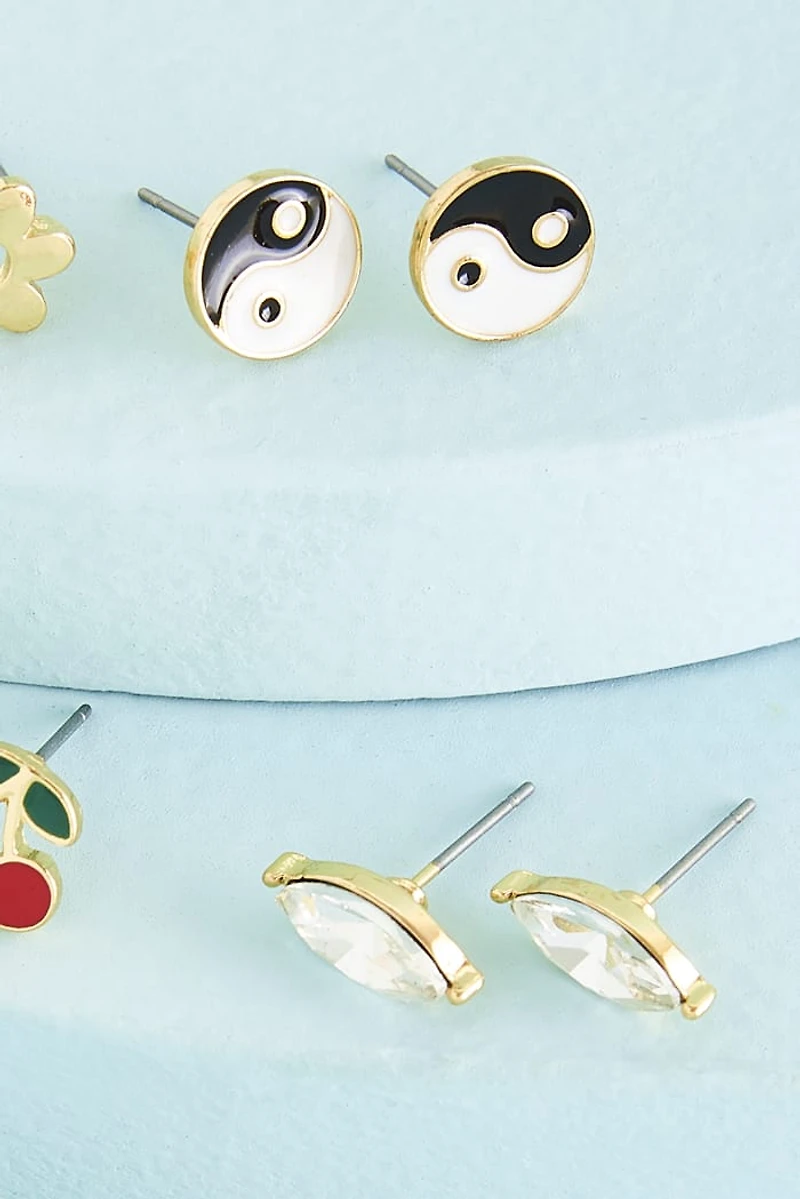 Buy Purple Yin Yang Round Earring Set Online at Earthbound Trading