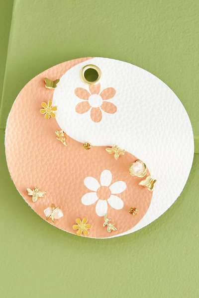 Orange Yin Yang Round Earring Set