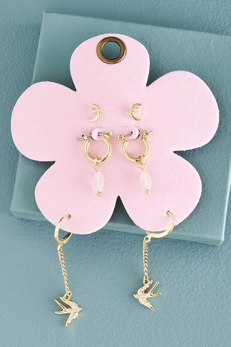 Buy Velvet Rose Quartz Daisy Earring Set Online at Earthbound Trading
