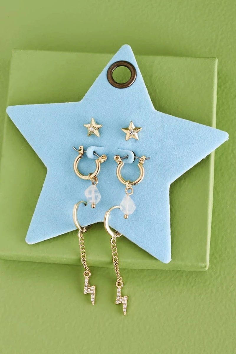 Lightning Quartz Earring Set