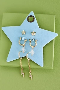 Lightning Quartz Earring Set