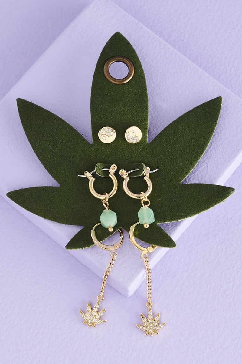 Buy Velvet Jade Weed Leaf Earring Set Online at Earthbound Trading