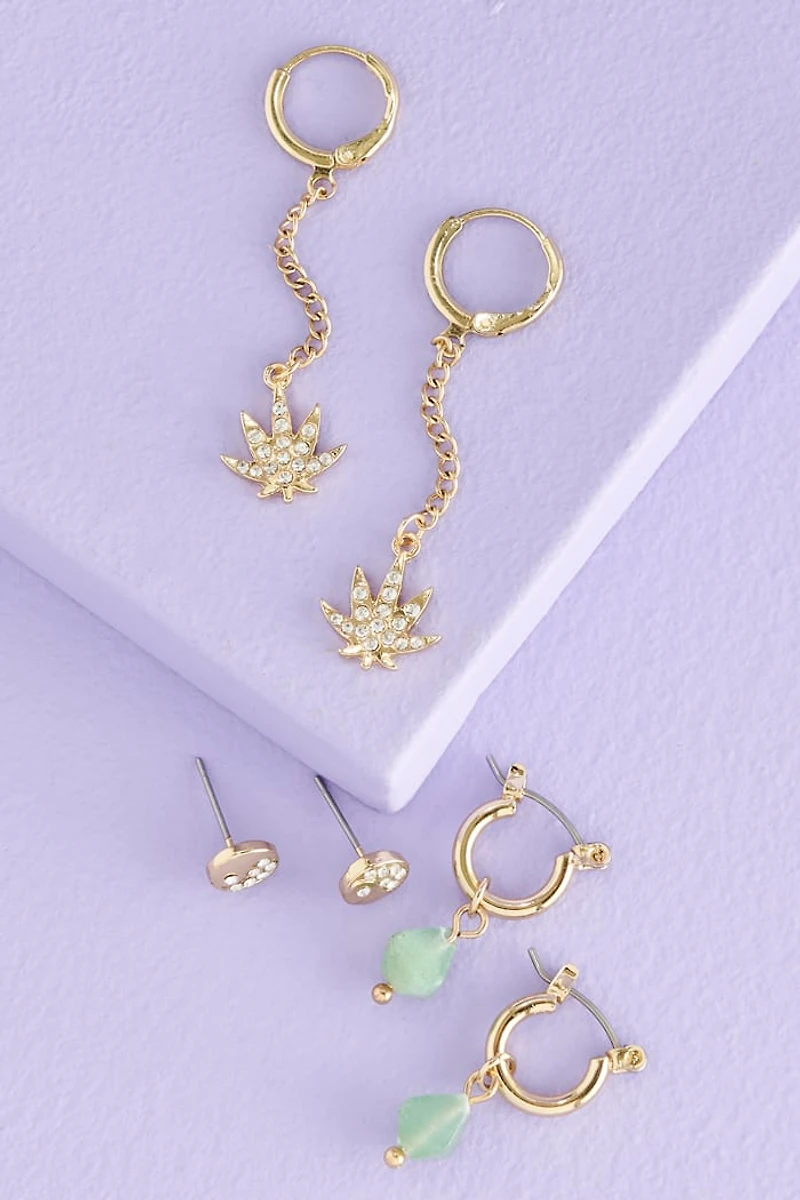 Buy Velvet Jade Weed Leaf Earring Set Online at Earthbound Trading