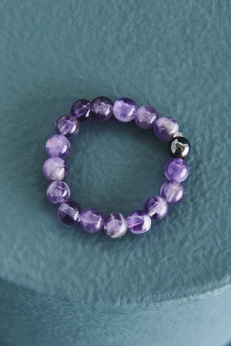 Amethyst & Hematite Balance Ring - Bohemian Energy Jewelry