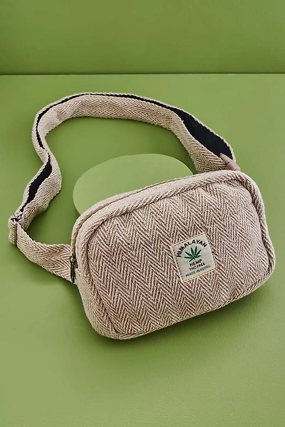 White Chevron Hemp Jacquard Belt Bag