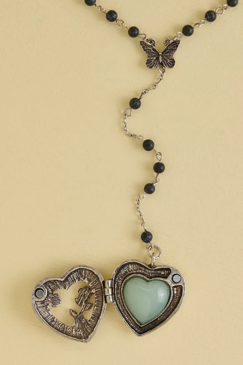Buy Green Heart Locket Lariat Necklace Online at Earthbound Trading