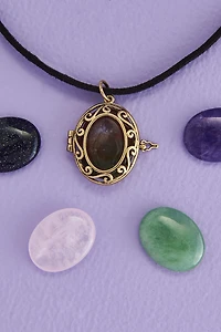 Buy Gold Worry Stone Locket Choker Necklace Set Online at Earthbound Trading