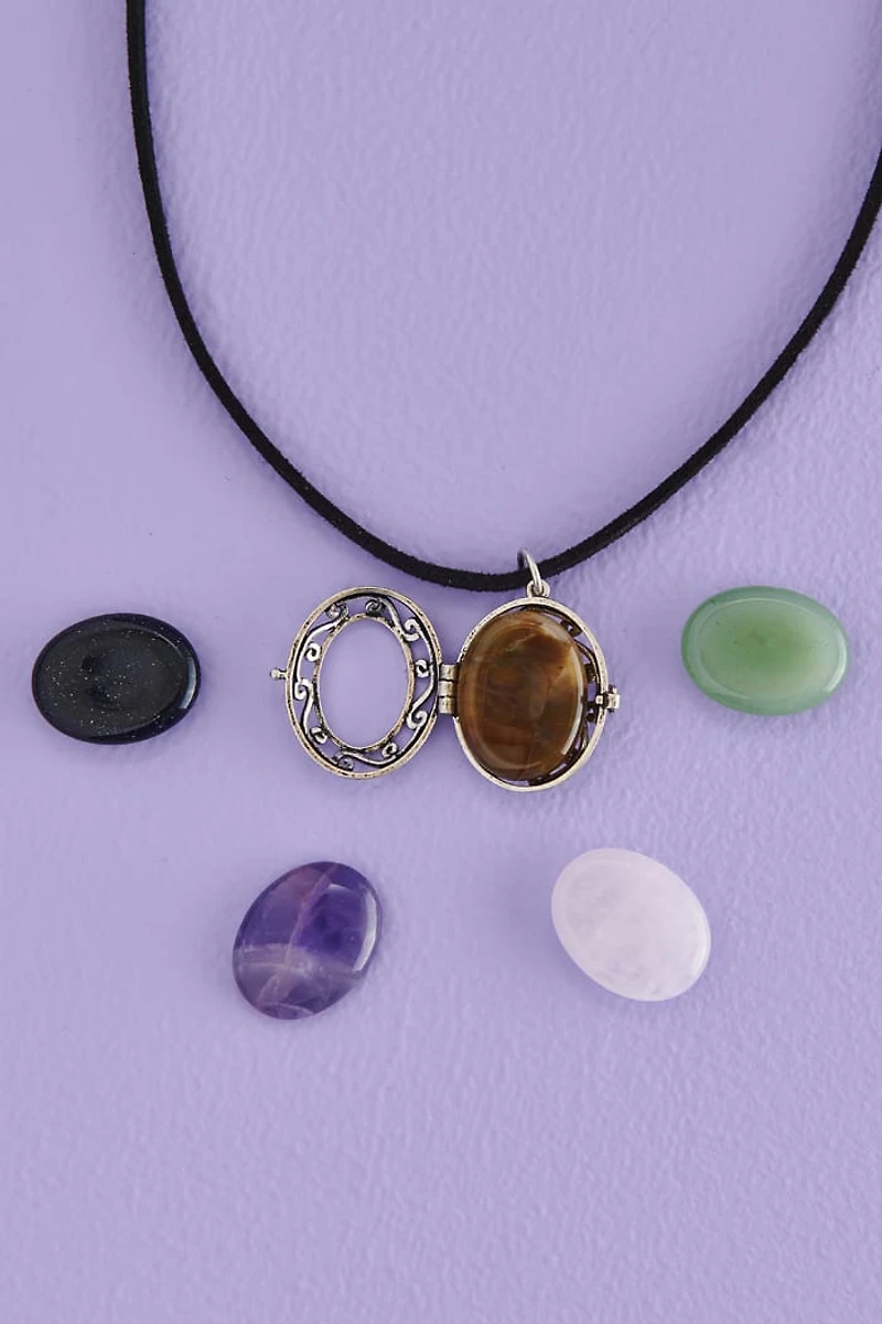 Buy Silver Worry Stone Locket Choker Necklace Set Online at Earthbound Trading