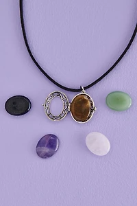 Buy Silver Worry Stone Locket Choker Necklace Set Online at Earthbound Trading