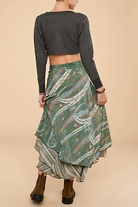 Buy Moss Paisley Sari Wrap Skirt  Online at Earthbound Trading
