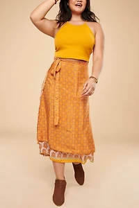 Buy Tangerine Sun Sari Wrap Skirt  Online at Earthbound Trading