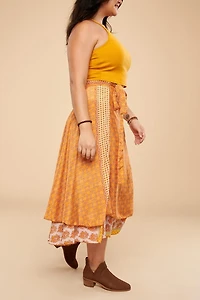Buy Tangerine Sun Sari Wrap Skirt  Online at Earthbound Trading