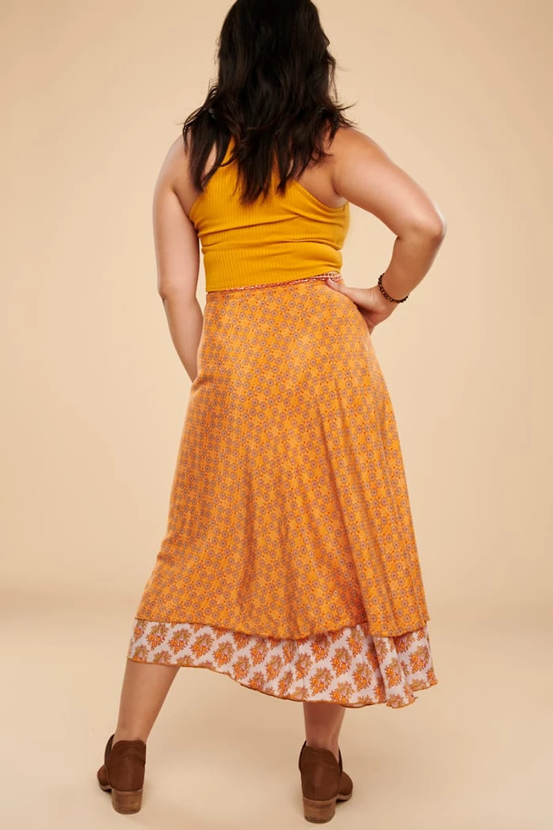 Buy Tangerine Sun Sari Wrap Skirt  Online at Earthbound Trading