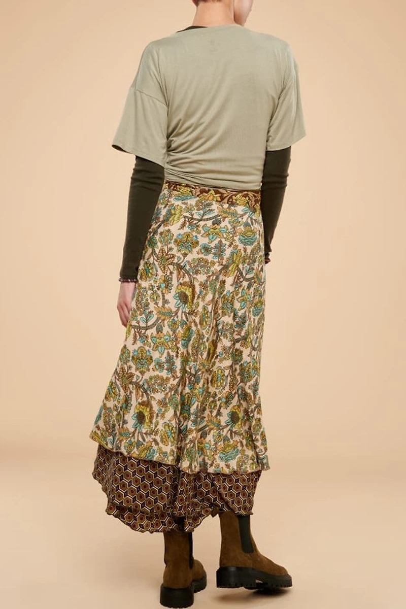 Buy Golden Flower Sari Wrap Skirt  Online at Earthbound Trading