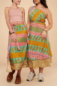 Buy Rainbow Blooms Sari Wrap Skirt  Online at Earthbound Trading