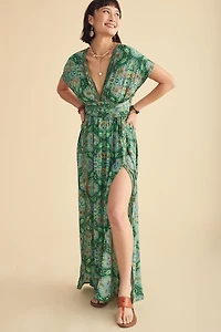 Jade Sari Wrap Maxi Dress - boho Elegance Redefined!
